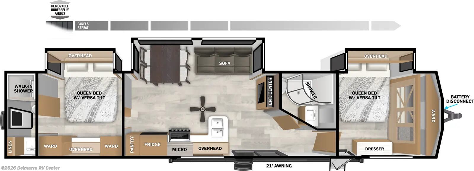 Floorplan of 2026 Forest River Wildwood Lodge 42DMS