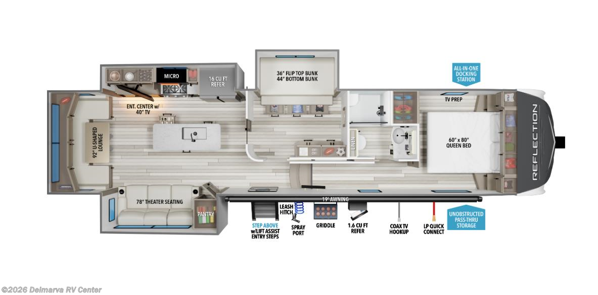 Floorplan of 2026 Grand Design Reflection 324MBS