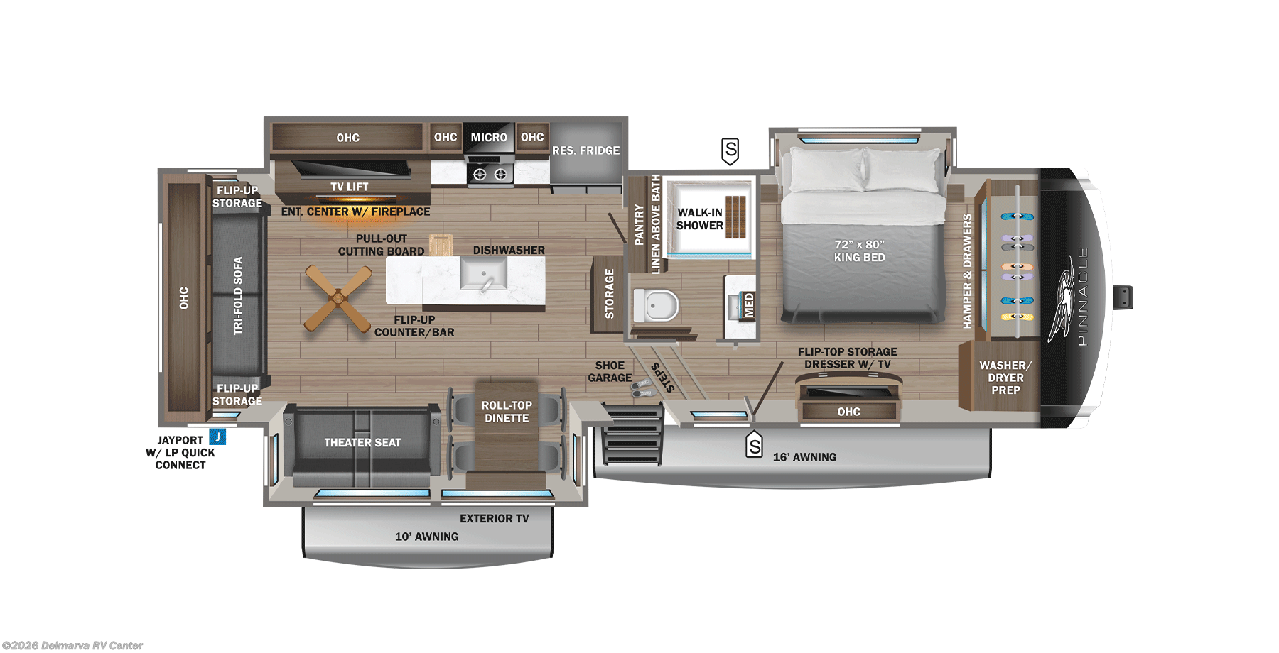 Floorplan of 2027 Jayco Pinnacle 32RLTS