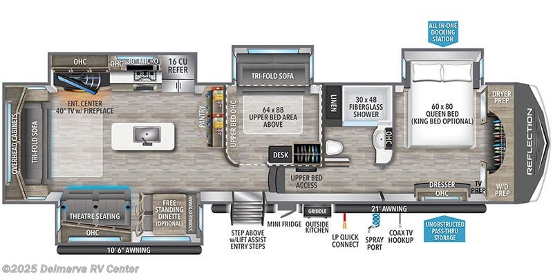 Floorplan of 2023 Grand Design Reflection 367BHS