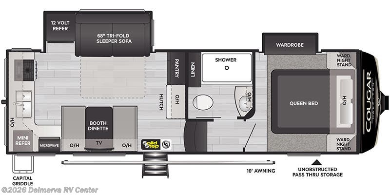 Floorplan of 2023 Keystone Cougar Half-Ton 23MLE