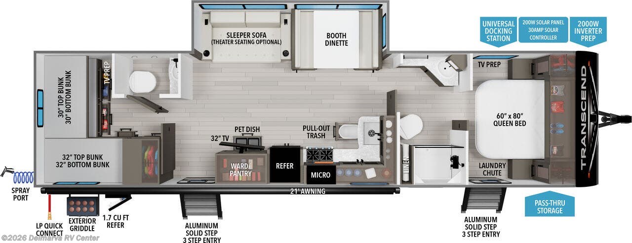Floorplan of 2026 Grand Design Transcend 305BHT