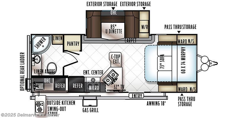 2018 Forest River Flagstaff Micro Lite 25BDS Floorplan