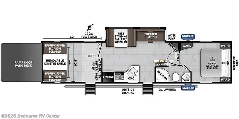 Floorplan of 2024 Forest River Cherokee Wolf Pack 315PACK12