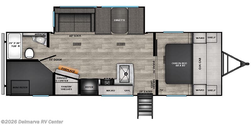 Floorplan of 2025 CrossRoads Sunset Trail SS27BHS