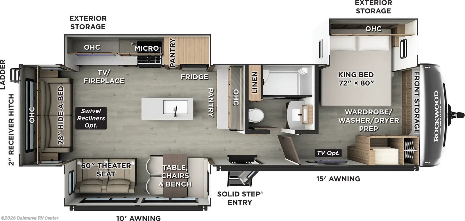 Floorplan of 2026 Forest River Rockwood Signature 8337RL