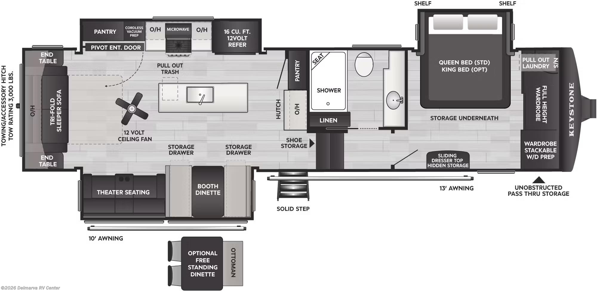 Floorplan of 2026 Keystone Cougar 316RLS