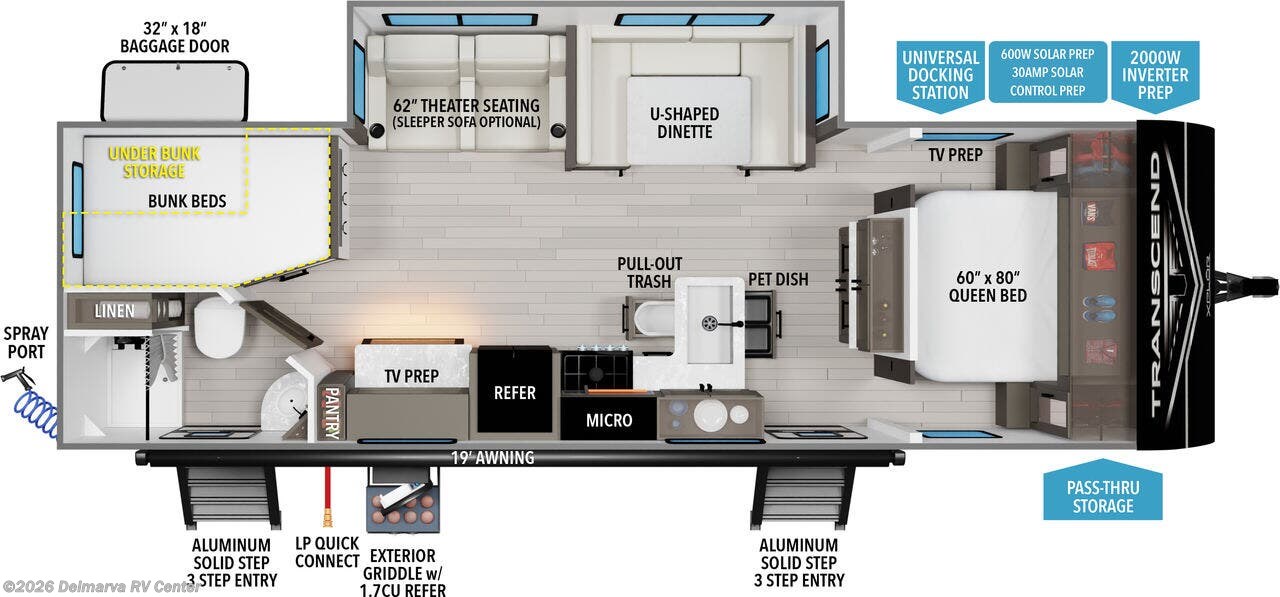 Floorplan of 2026 Grand Design Transcend Xplor 27DBX
