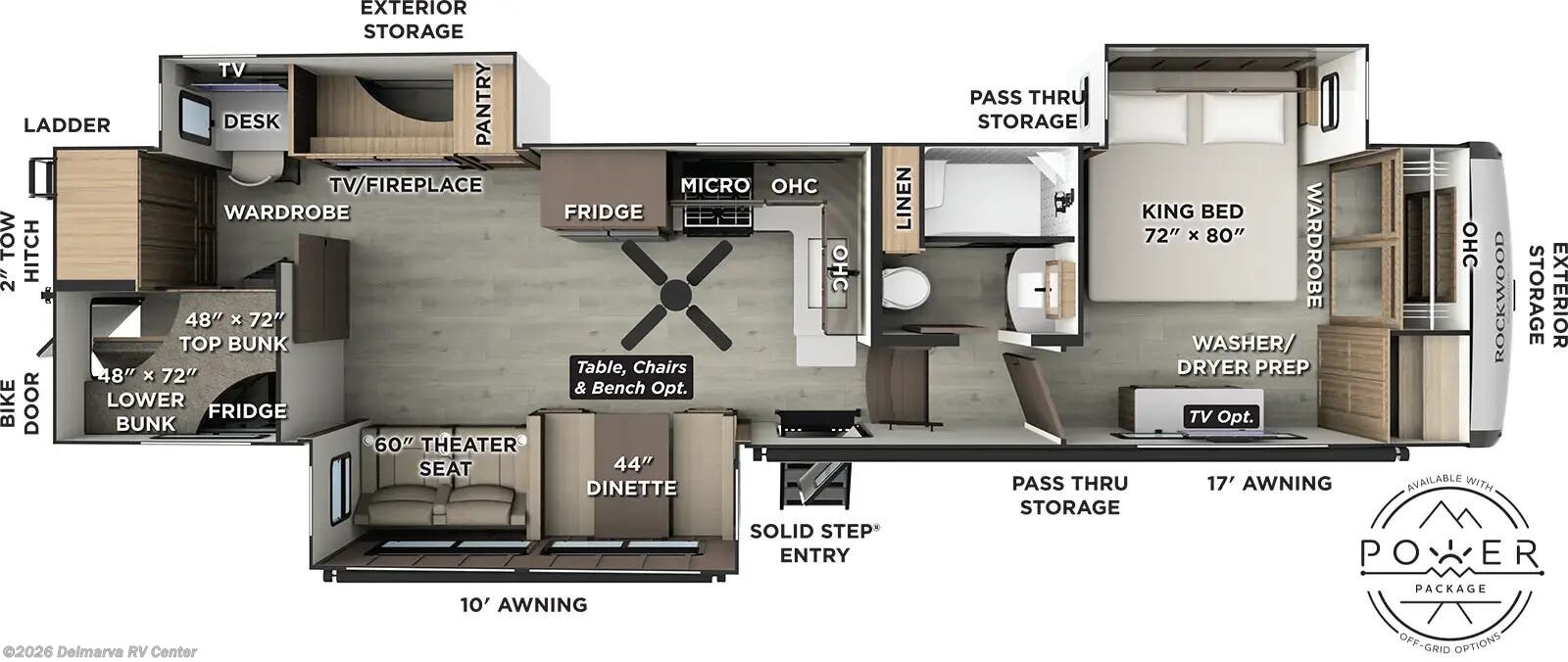 Floorplan of 2026 Forest River Rockwood Signature 405SBH