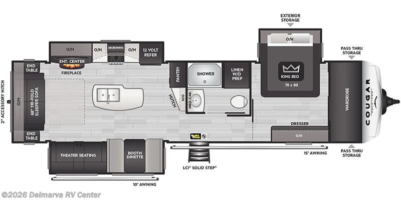 Floorplan of 2026 Keystone Cougar Half-Ton 33RLI