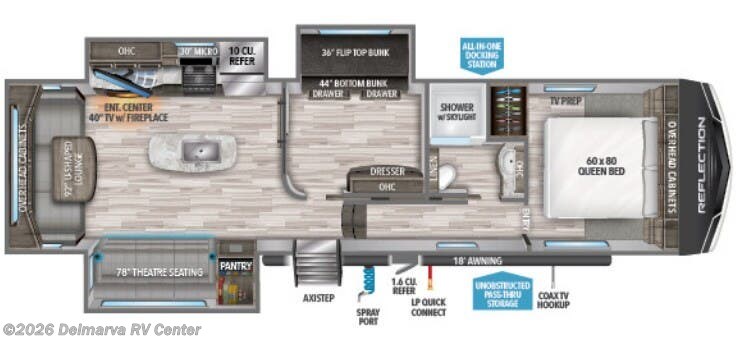 Floorplan of 2022 Grand Design Reflection 31MB