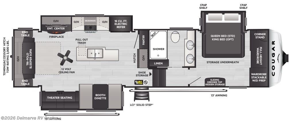 Floorplan of 2024 Keystone Cougar 316RLS