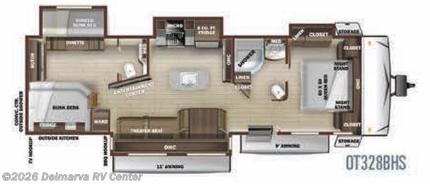 Floorplan of 2020 Highland Ridge Open Range OT328BHS