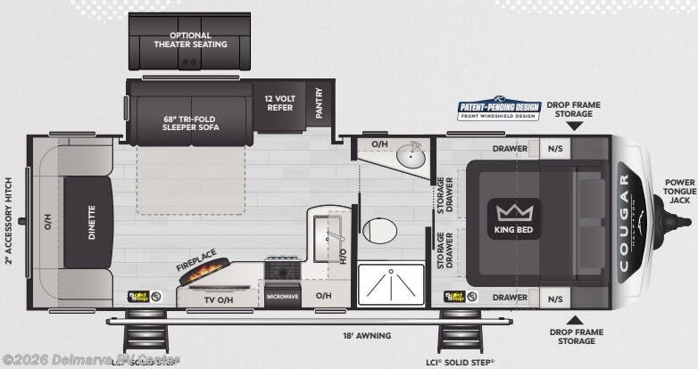 Floorplan of 2025 Keystone Cougar Half-Ton 25RDS