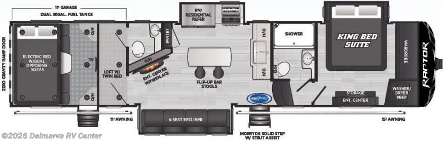 Floorplan of 2022 Keystone Raptor 352