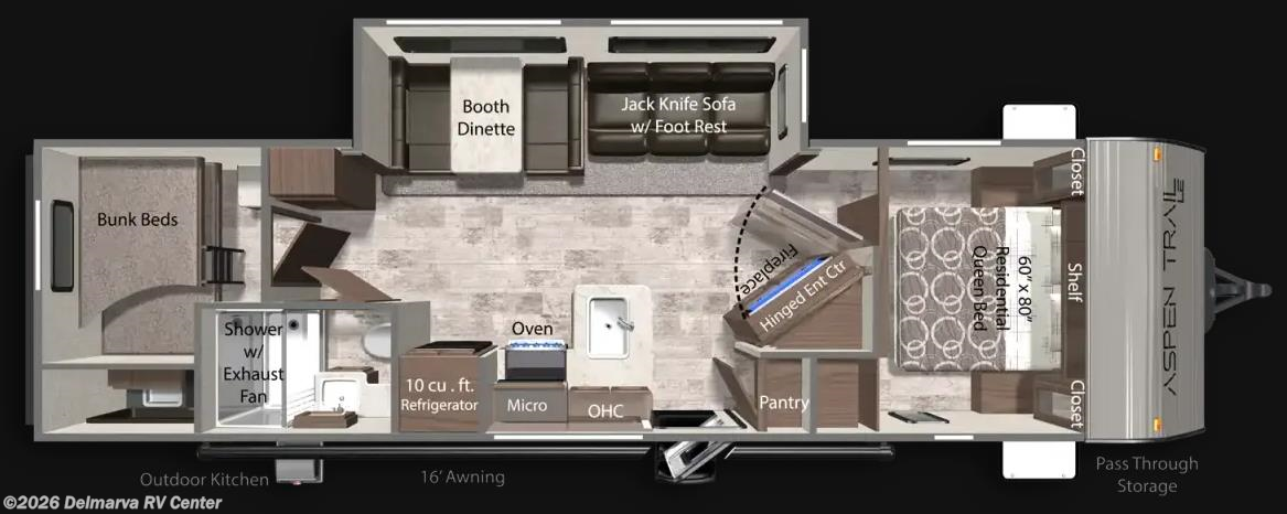 Floorplan of 2025 Dutchmen Aspen Trail LE 29TB
