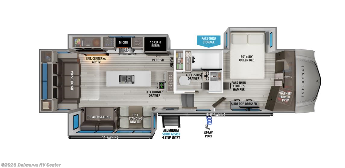Floorplan of 2026 Grand Design Influence 3003RL