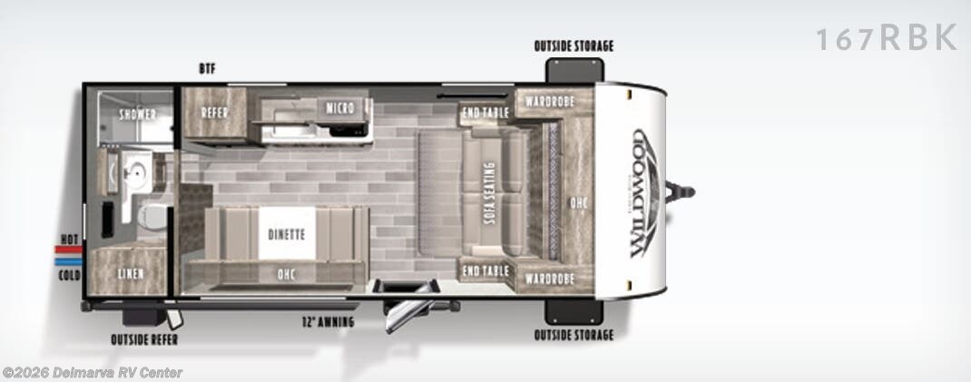 Floorplan of 2020 Forest River Wildwood FSX 167RBK