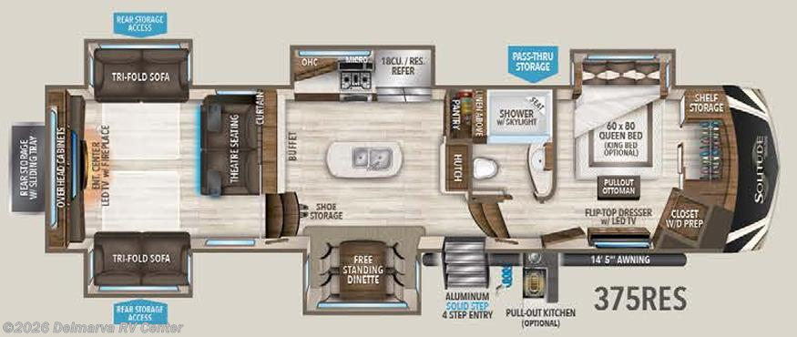 Floorplan of 2018 Grand Design Solitude 375RES