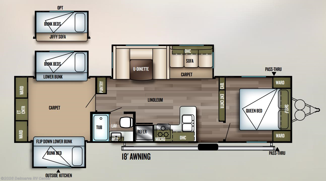 Floorplan of 2018 Forest River Wildwood 31KQBTS
