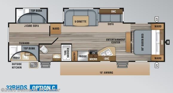 Floorplan of 2019 Jayco Jay Flight 32BHDS