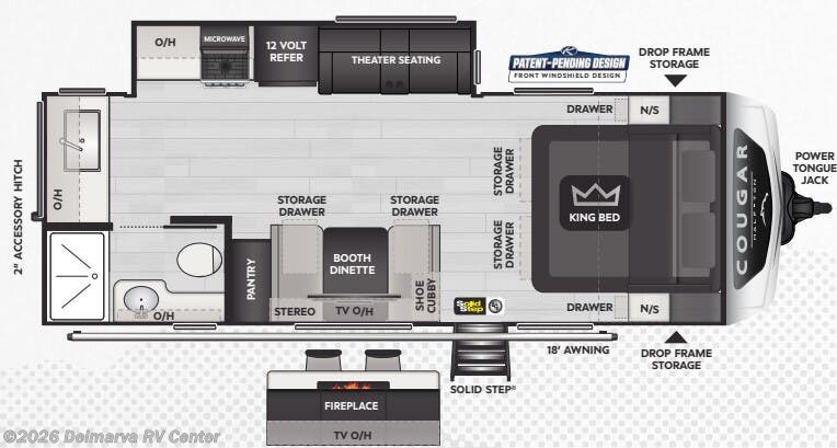Floorplan of 2025 Keystone Cougar Half-Ton 22MLS