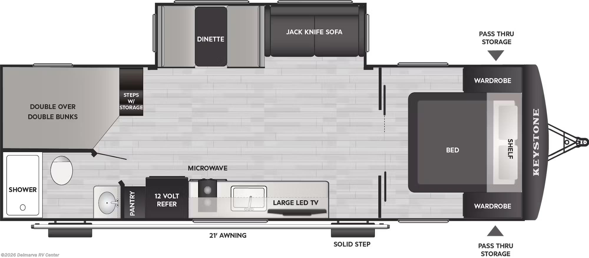 Floorplan of 2026 Keystone Passport Classic 260BHC