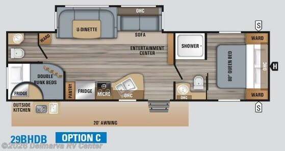 Floorplan of 2019 Jayco Jay Flight 29BHDB