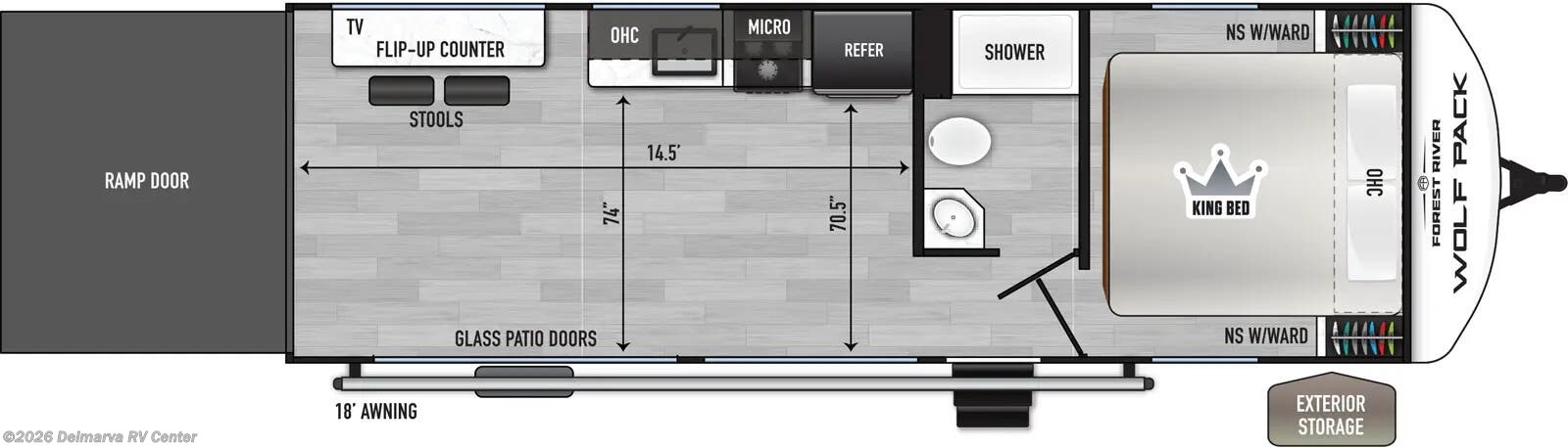 Floorplan of 2025 Forest River Cherokee Wolf Pack 24-14.5
