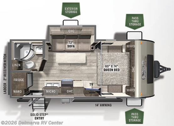 Floorplan of 2022 Forest River Flagstaff Micro Lite 21FBRS
