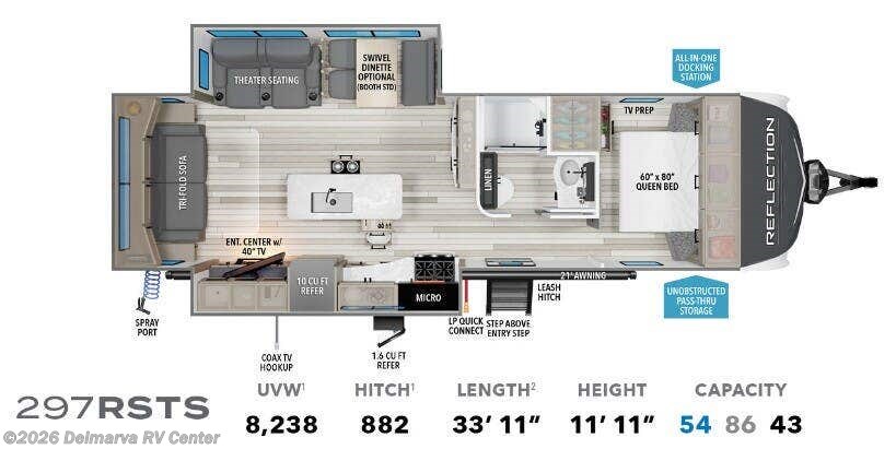 Floorplan of 2024 Grand Design Reflection 297RSTS