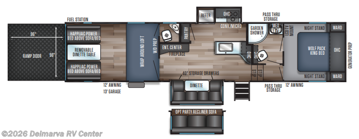 Floorplan of 2019 Forest River Cherokee Wolf Pack 325PACK13