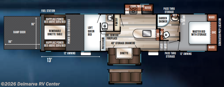 Floorplan of 2018 Forest River Cherokee Wolf Pack 325PACK13