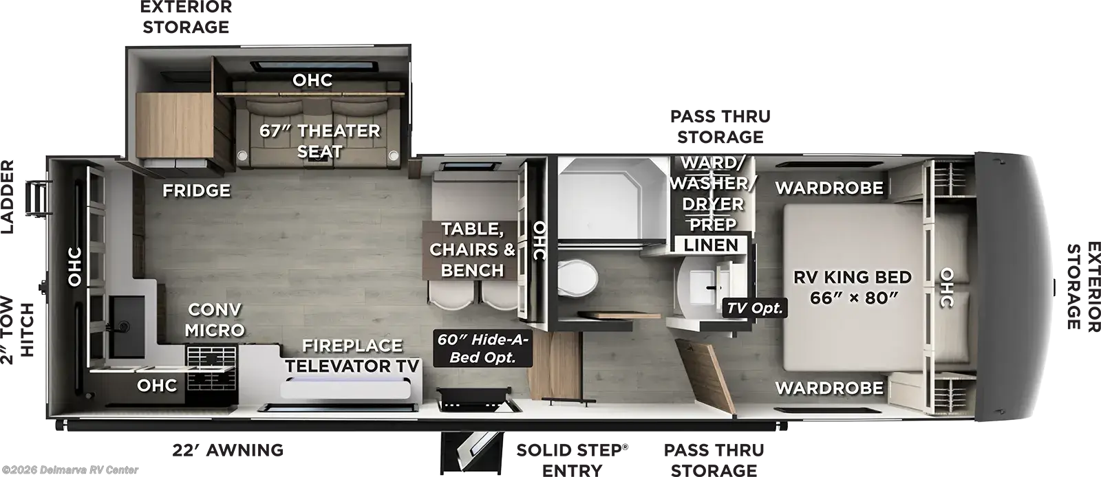 Floorplan of 2027 Forest River Rockwood Signature 301SRK