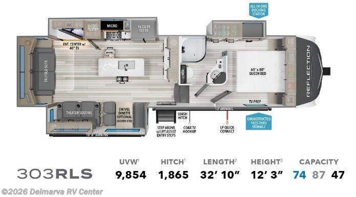 Floorplan of 2024 Grand Design Reflection 303RLS