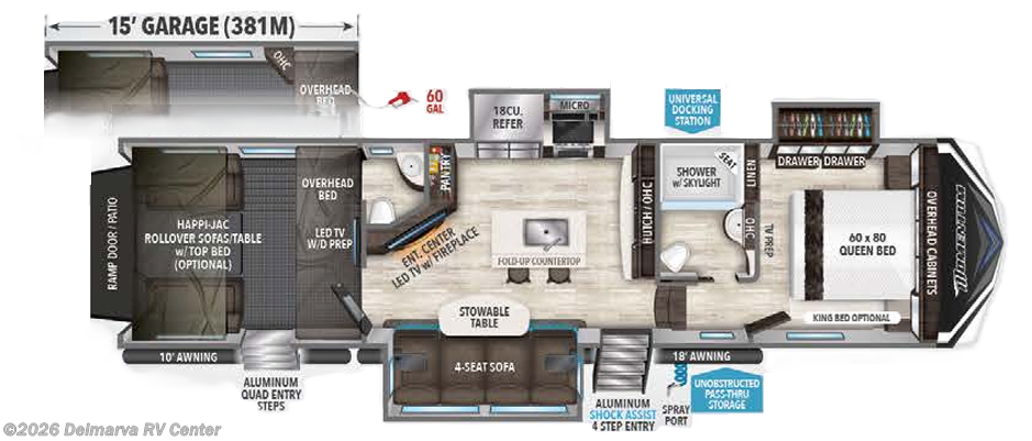 Floorplan of 2019 Grand Design Momentum M-Class 381M