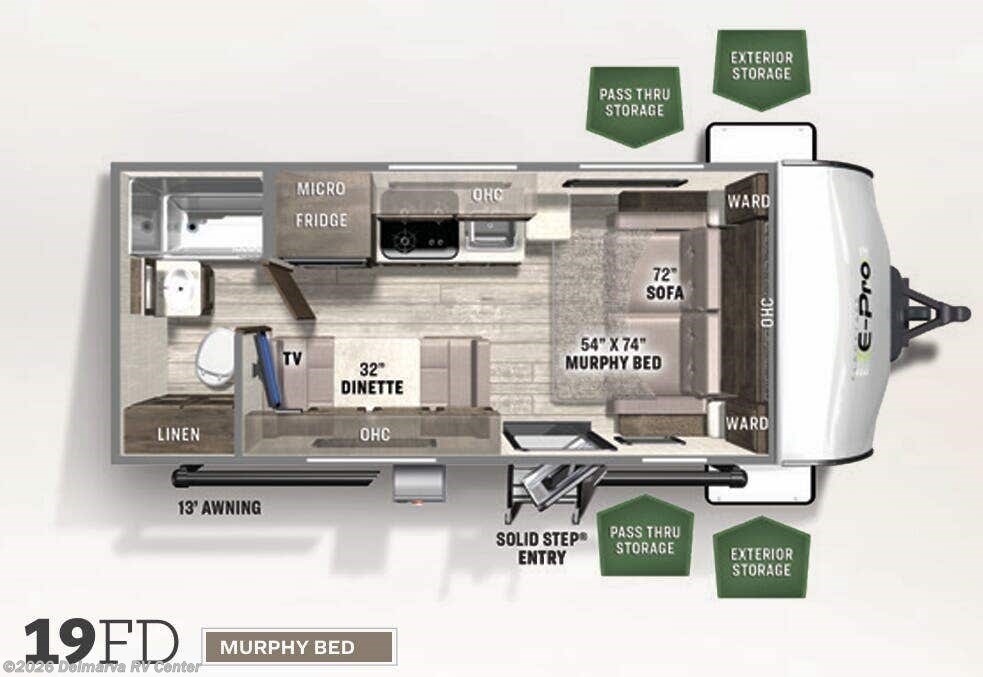 Floorplan of 2021 Forest River Flagstaff E-Pro 19FD