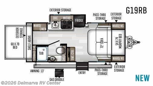 Floorplan of 2020 Forest River Rockwood Geo Pro G19RB