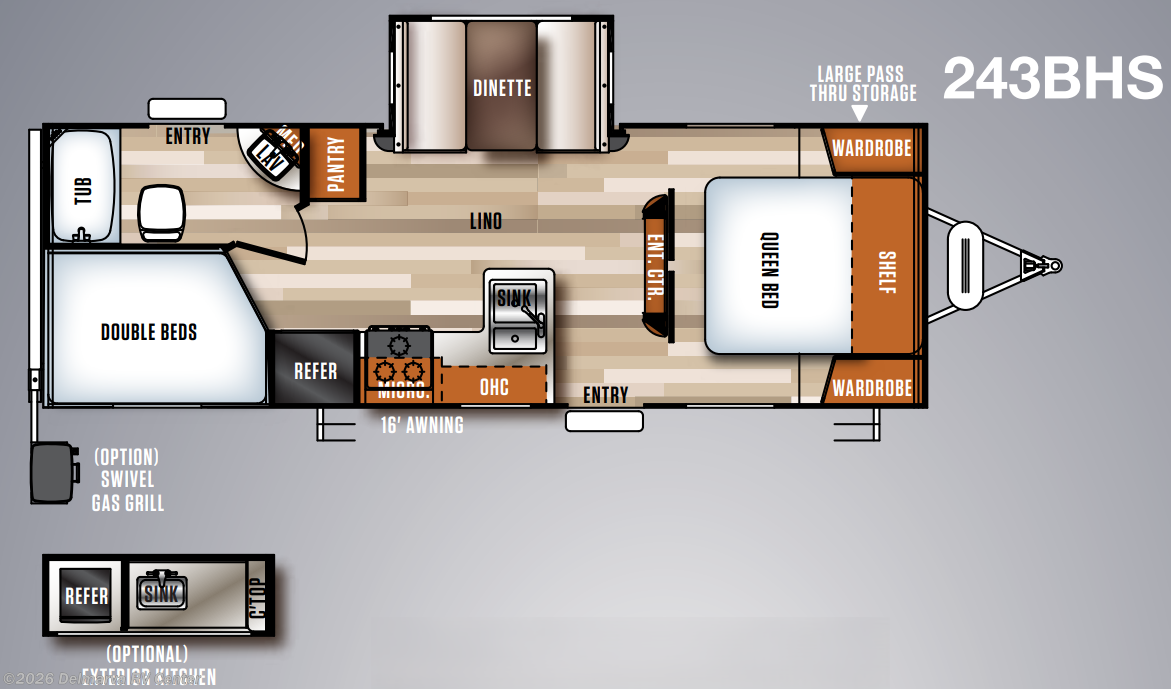 Floorplan of 2017 Forest River Vibe Extreme Lite 243BHS