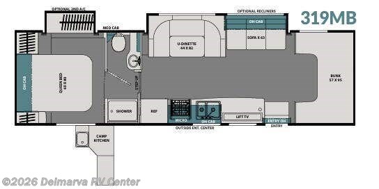 Floorplan of 2020 Coachmen Leprechaun Premier 319MB