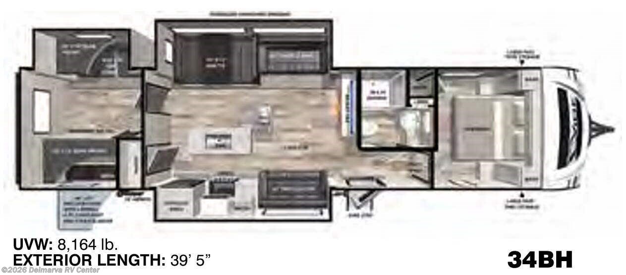 Floorplan of 2022 Forest River Vibe 34BH