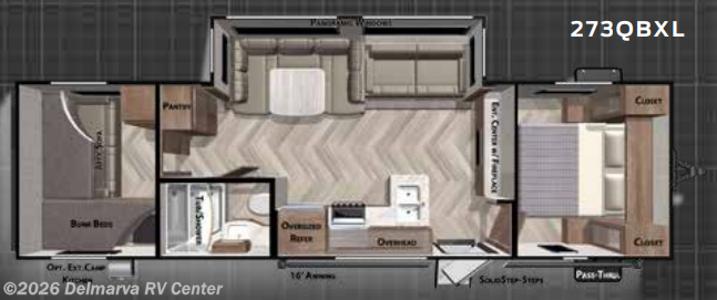 Floorplan of 2020 Forest River Wildwood X-Lite 273QBXL