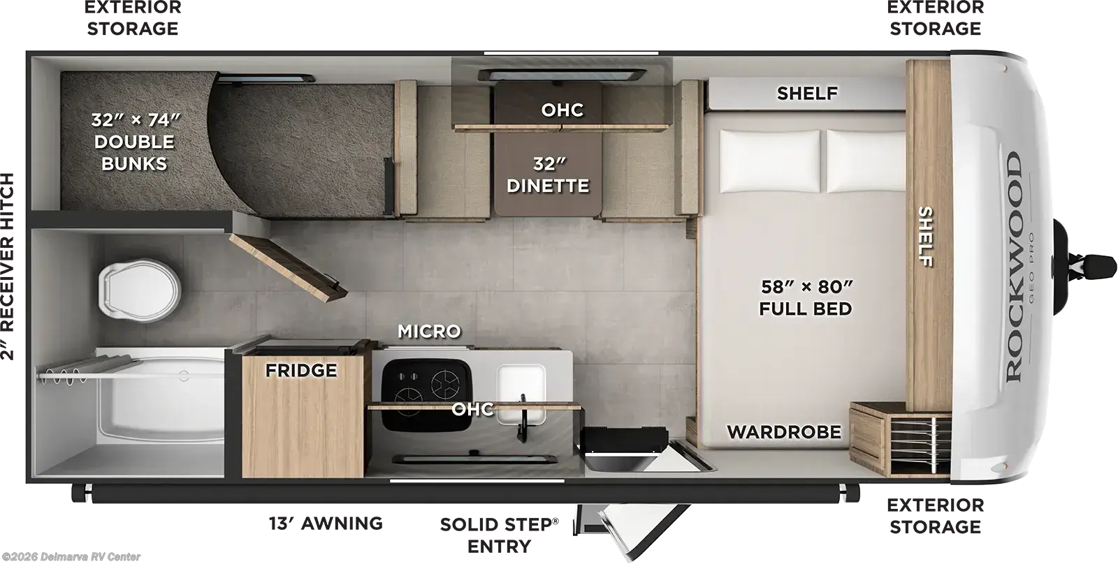 Floorplan of 2027 Forest River Rockwood Geo Pro LE G17BLE