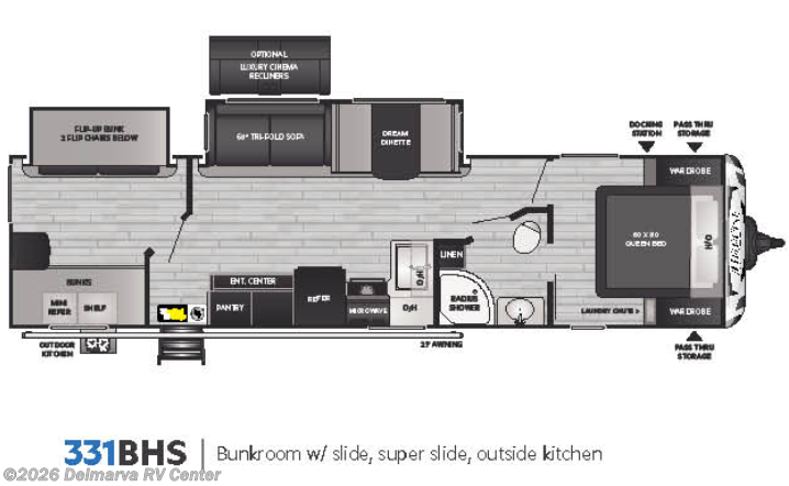 Floorplan of 2021 Keystone Bullet 331BHS