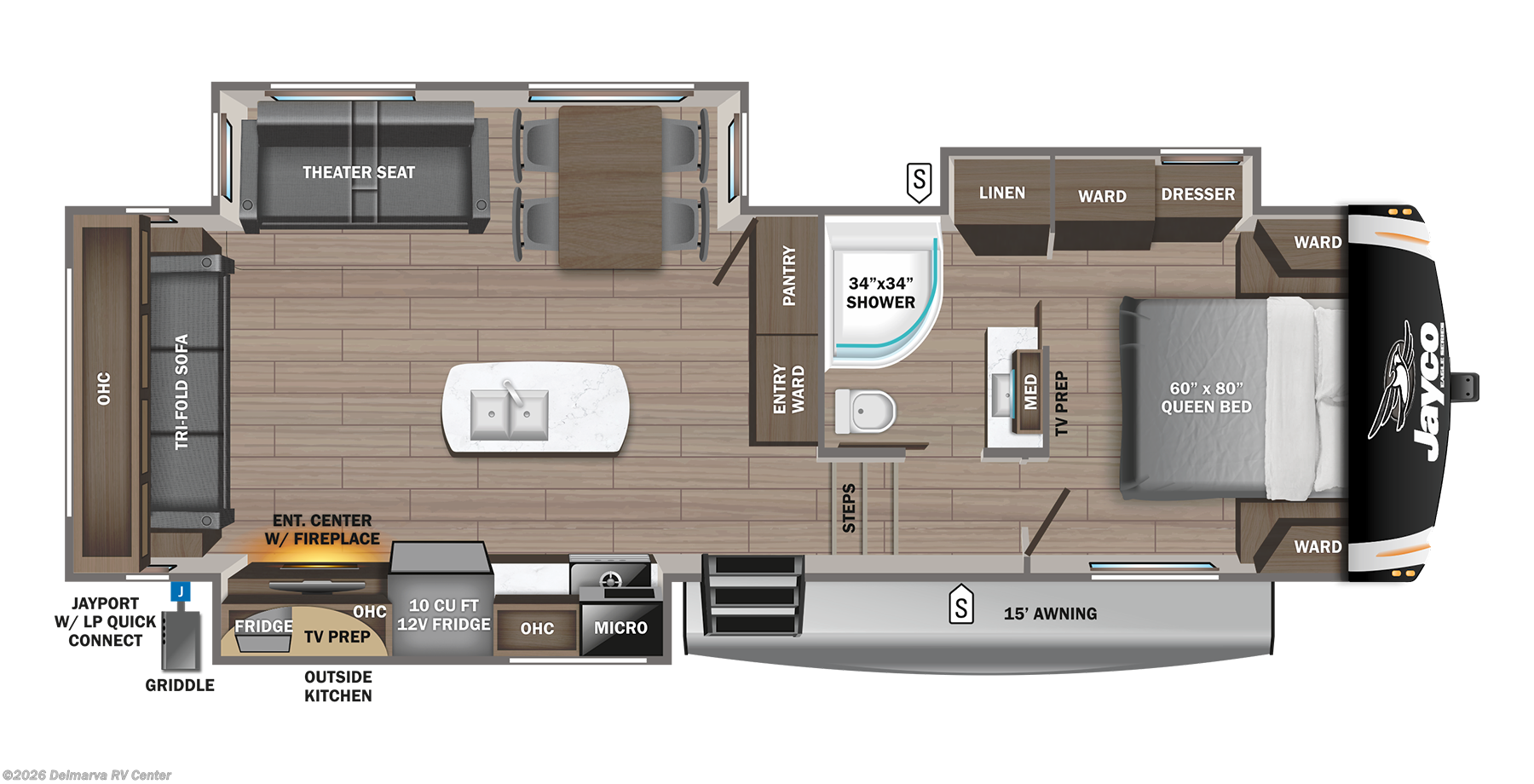 Floorplan of 2023 Jayco Eagle HT 28.5RSTS