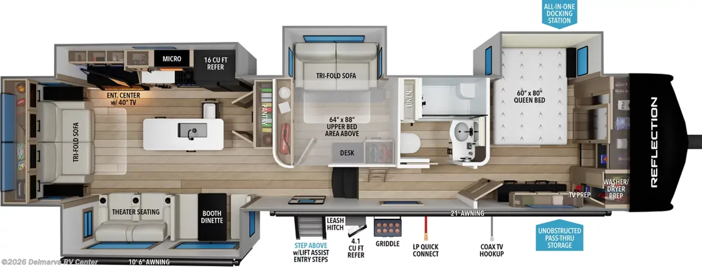 Floorplan of 2027 Grand Design Reflection 367BHS