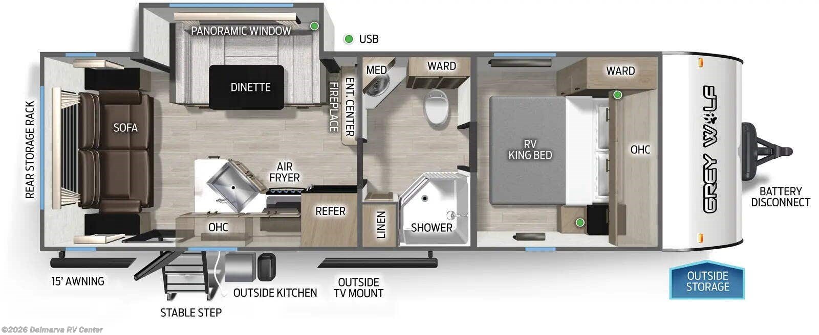 Floorplan of 2026 Forest River Cherokee Grey Wolf 23MK