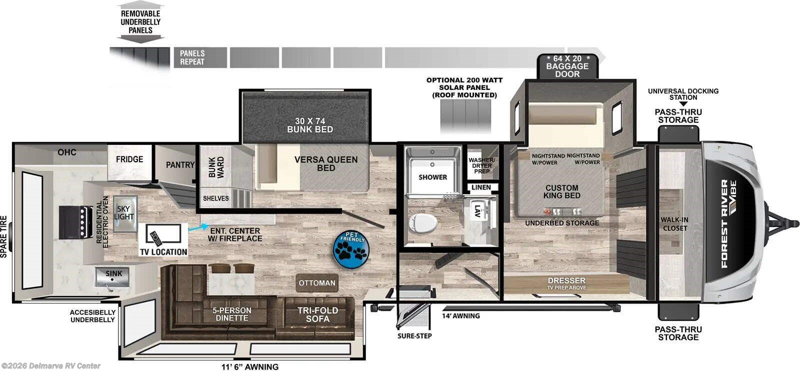 Floorplan of 2025 Forest River Vibe 3400SB