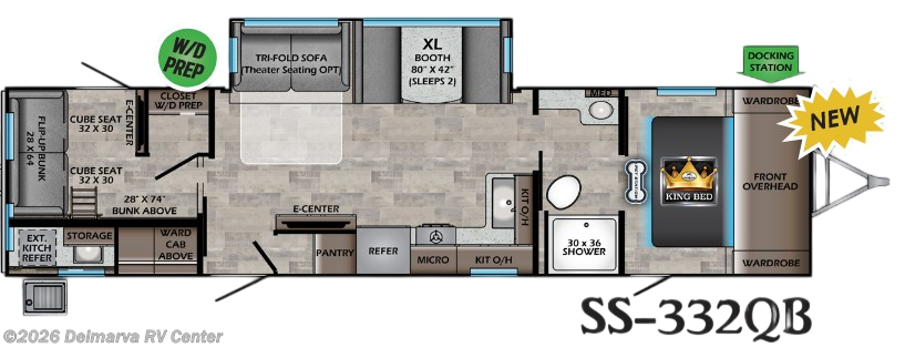 Floorplan of 2020 CrossRoads Sunset Trail Super Lite SS-332QB