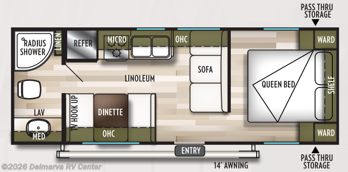 Floorplan of 2019 Forest River Wildwood X-Lite 241QBXL